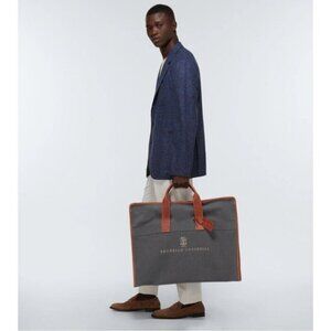 Brunello Cucinelli Leather Trim Garment Travel Suit Bag Carryon Cover